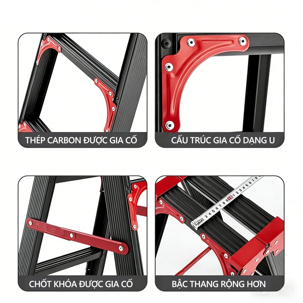 thang chữ a gấp gọn không cần lắp đặt Chất liệu thép carbon1.2M-2.1M chống trượt chịu lực cao thang công trình bền bỉ