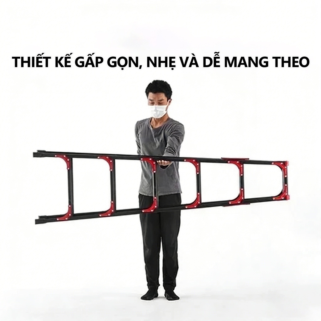 thang chữ a gấp gọn không cần lắp đặt Chất liệu thép carbon1.2M-2.1M chống trượt chịu lực cao thang công trình bền bỉ