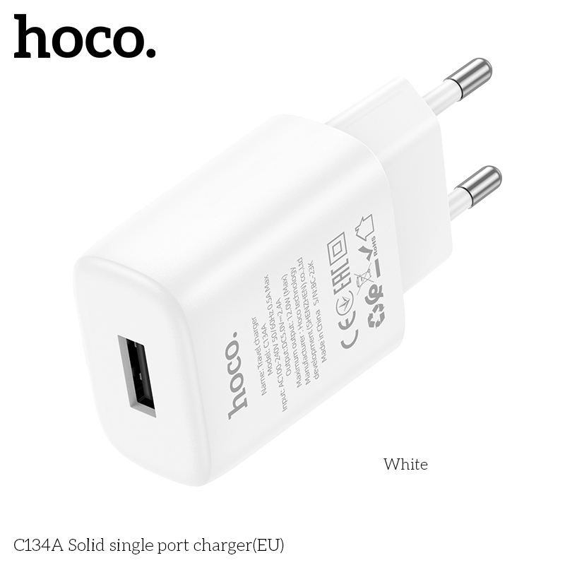 Combo Sạc Hoco C134A 12W Chân Tròn + Cáp Type-C X88 1m Sạc Ổn Định Cho Điện Thoại Tablet Pin Dự Phòng Thiết Bị Điện Tử