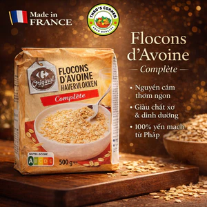 Yến mạch nguyên cám Pháp 500g – Flocons d’Avoine – Eat Clean, Giàu chất xơ, no lâu, giảm cân