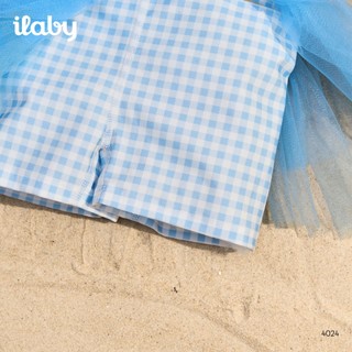 [TẶNG TÚI] Đồ bơi bé gái cao cấp ILABY HCM váy bơi caro xanh phốt lưới tutu size từ 10-43kg [4024]