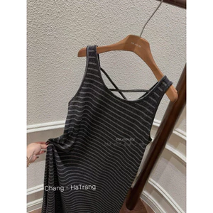 Váy kẻ cotton đan dây Kab
