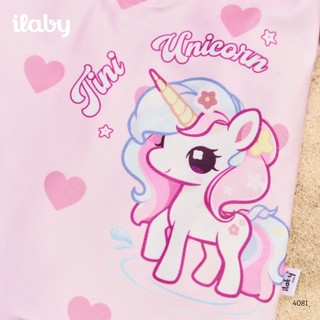 [TẶNG TÚI] Bộ đồ bơi bé gái liền thân ILABY HCM đồ bơi dài tay chống nắng họa tiết unicorn size 10-43kg [4081]