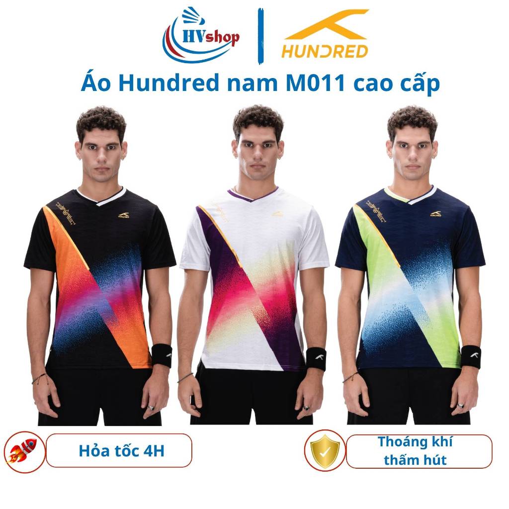 Áo cầu lông Hundred M011 Nam chính hãng, ÁO THI ĐẤU, thấm hút và thoáng khí - HVShop