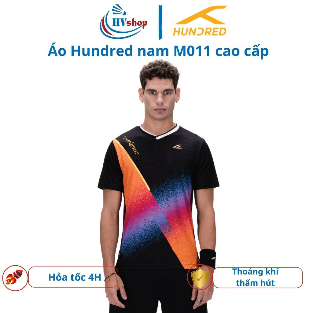 Áo cầu lông Hundred M011 Nam chính hãng, ÁO THI ĐẤU, thấm hút và thoáng khí - HVShop