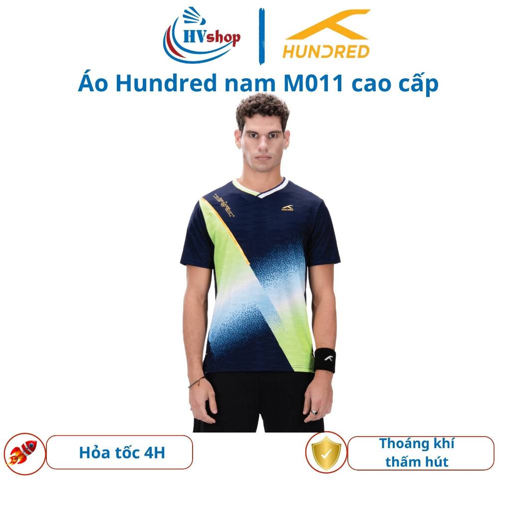 Áo cầu lông Hundred M011 Nam chính hãng, ÁO THI ĐẤU, thấm hút và thoáng khí - HVShop