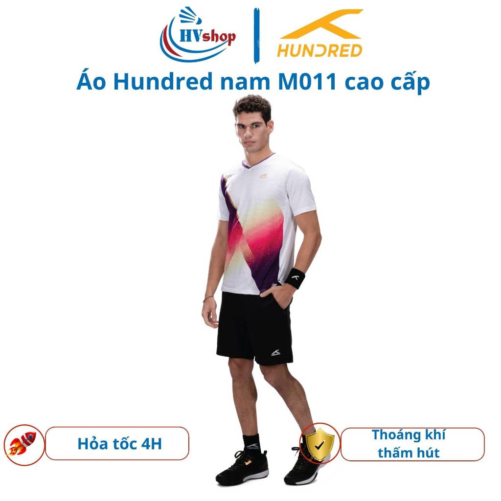 Áo cầu lông Hundred M011 Nam chính hãng, ÁO THI ĐẤU, thấm hút và thoáng khí - HVShop