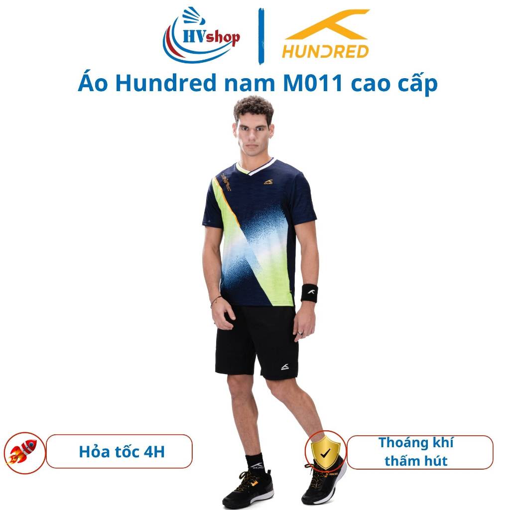 Áo cầu lông Hundred M011 Nam chính hãng, ÁO THI ĐẤU, thấm hút và thoáng khí - HVShop