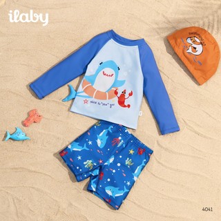 [TẶNG TÚI] Đồ bơi bé trai ILABY HCM dài tay chống nắng họa tiết dễ thương, chất thun lạnh co giãn size 10-43kg [4041]