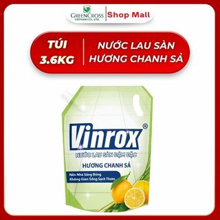 Nước Lau Sàn Vinrox Túi 3.6kg Đậm Đặc – Hương Chanh Sả - Làm Sạch Hiệu Quả