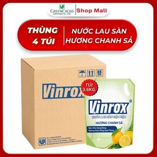 Thùng 4 Túi Nước Lau Sàn Vinrox Túi 3.6kg Đậm Đặc – Hương Chanh Sả - Làm Sạch Hiệu Quả