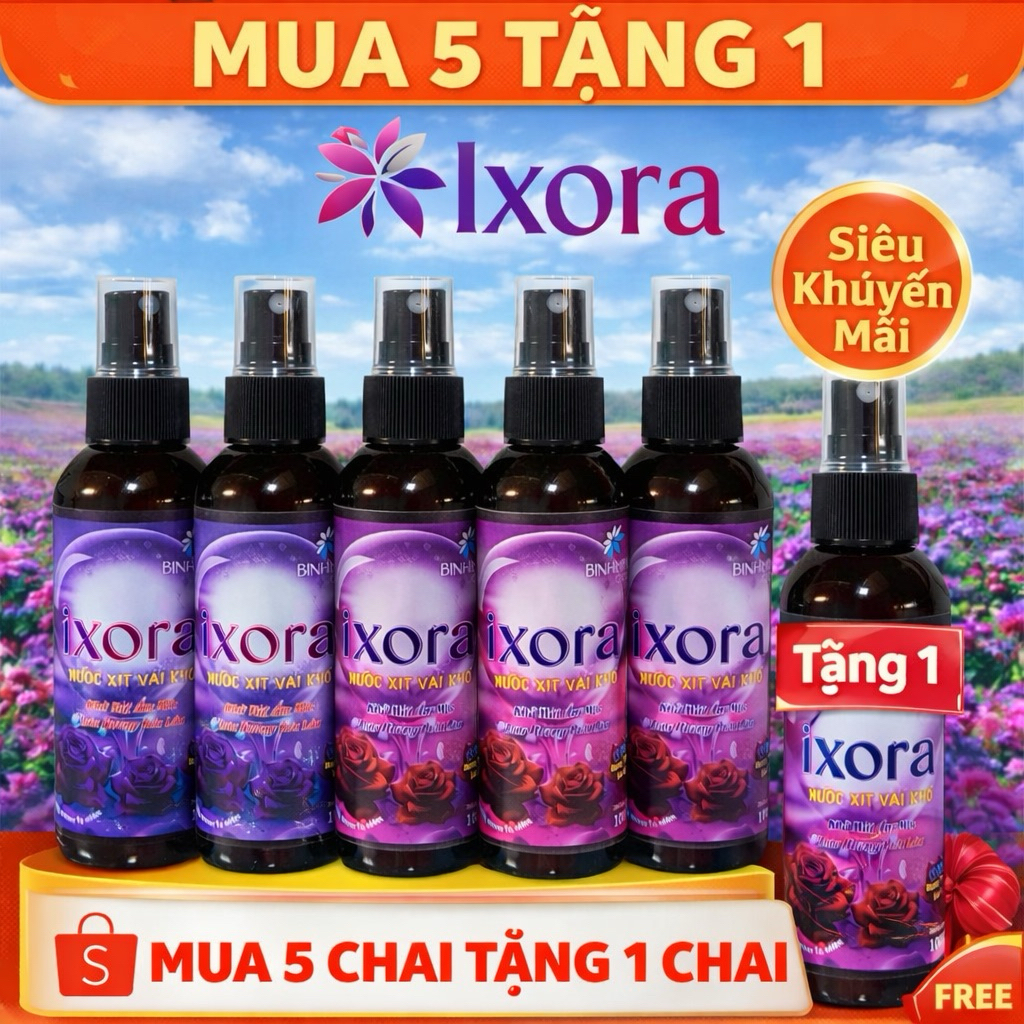 ( Combo mua 5 tặng 1, tổng 6 chai) xịt xả vải khô IXORA hương nước hoa