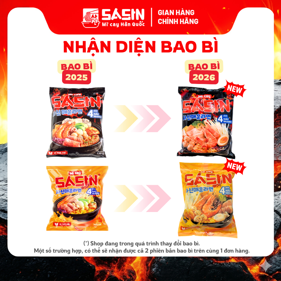 [MUA 10 TẶNG 3] Mì Cay Sasin (Combo 10 gói mì + 10 gói ớt độ) (Chọn vị)