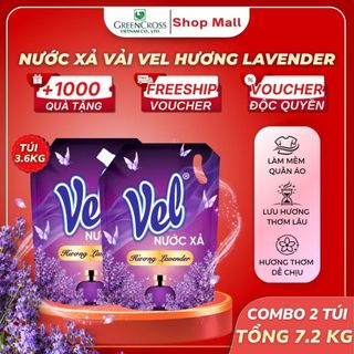 Combo 2 Túi Nước Xả Vải Vel 3.6Kg - Hương Nước Hoa Châu Âu - Làm Mềm Sợi Vải