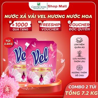 Combo 2 Túi Nước Xả Vải Vel 3.6Kg - Hương Nước Hoa Châu Âu - Làm Mềm Sợi Vải