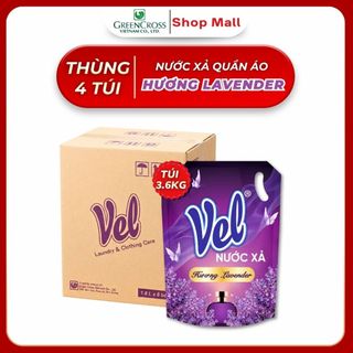 Thùng 4 Túi Nước Xả Vải Vel 3.6Kg - Hương Nước Hoa Châu Âu - Làm Mềm Sợi Vải