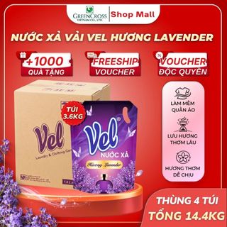 Thùng 4 Túi Nước Xả Vải Vel 3.6Kg - Hương Nước Hoa Châu Âu - Làm Mềm Sợi Vải
