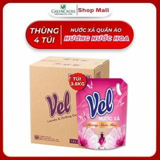 Thùng 4 Túi Nước Xả Vải Vel 3.6Kg - Hương Nước Hoa Châu Âu - Làm Mềm Sợi Vải