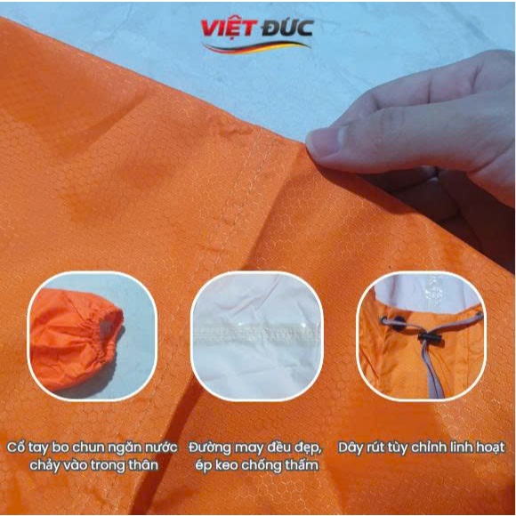 Áo Mưa Dây Kéo VIỆT ĐỨC - Khóa Kéo Chắc Chắn, Thiết Kế Kín Hông Tiện Lợi Cho Người Đi Xe Máy