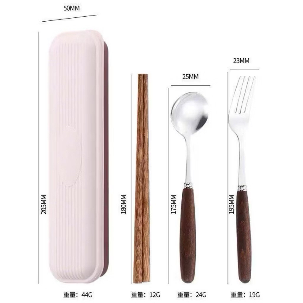Bộ Muỗng Đũa Cá Nhân Cán Gỗ Vintage - Kèm Hộp Đựng Tiện Lợi Cho Văn Phòng, Du Lịch