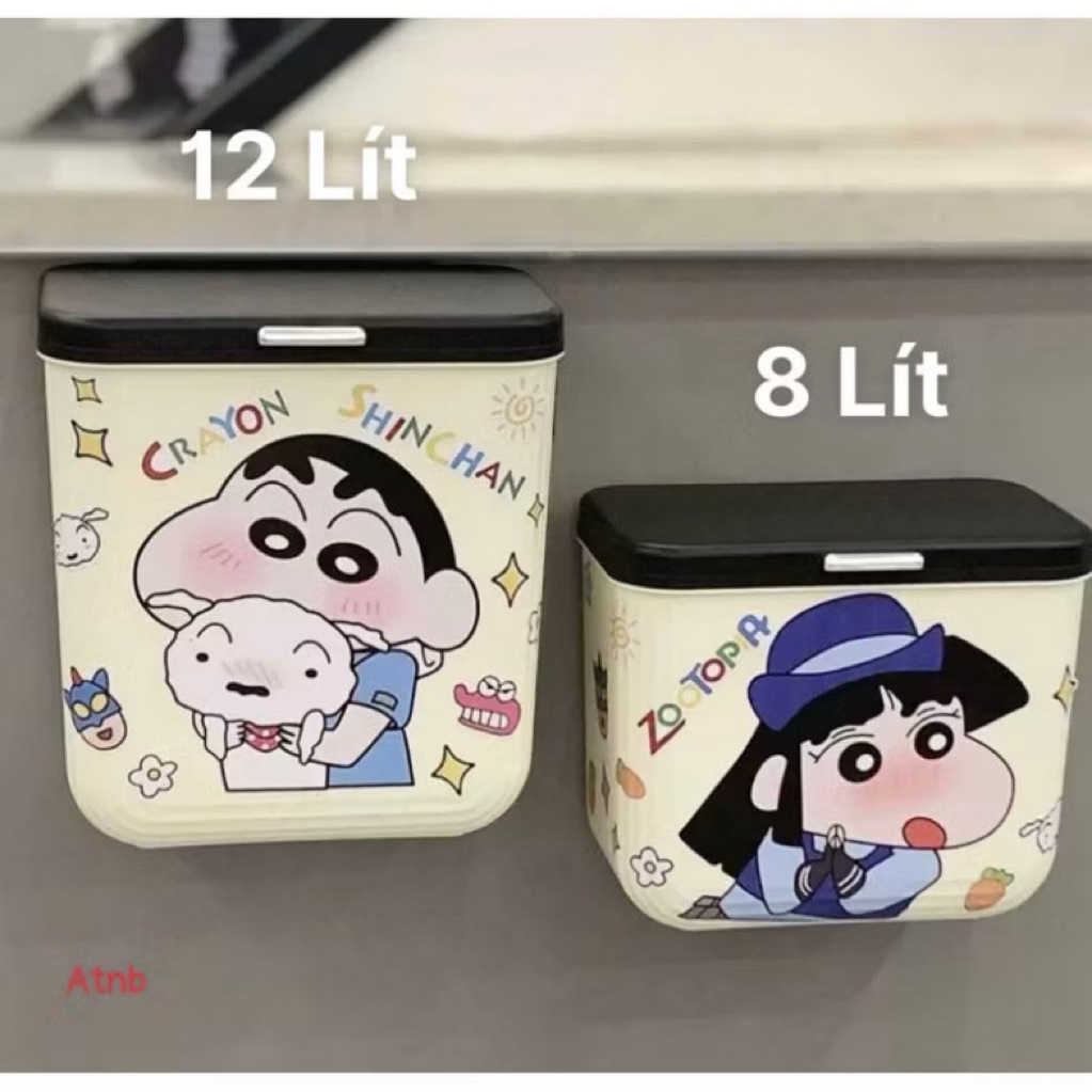 Thùng Rác Treo Tủ Bếp Thông Minh Shin Cậu Bé Bút Chì - Nắp Đậy Kín, Chống Mùi, Tiết Kiệm Không Gian
