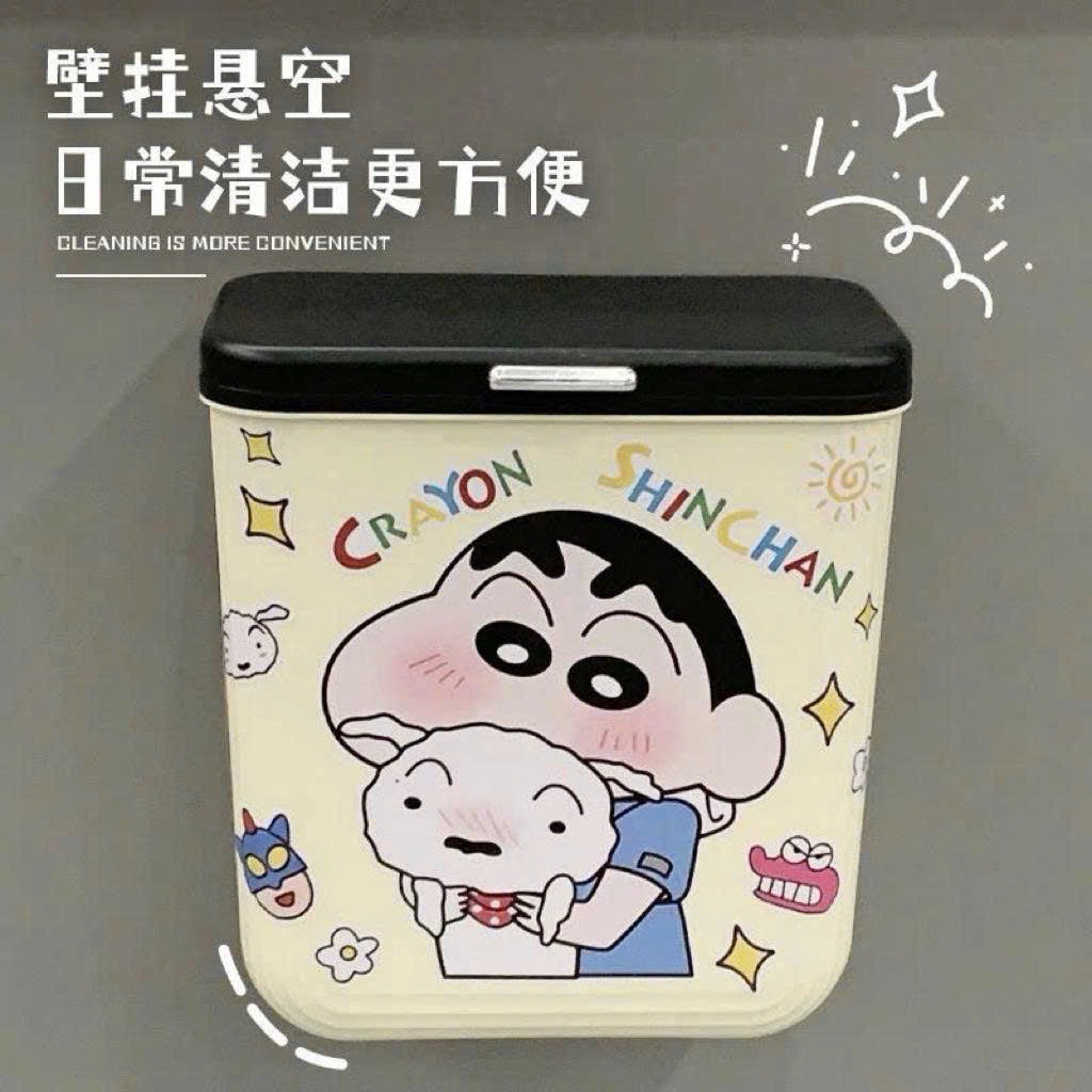 Thùng Rác Treo Tủ Bếp Thông Minh Shin Cậu Bé Bút Chì - Nắp Đậy Kín, Chống Mùi, Tiết Kiệm Không Gian