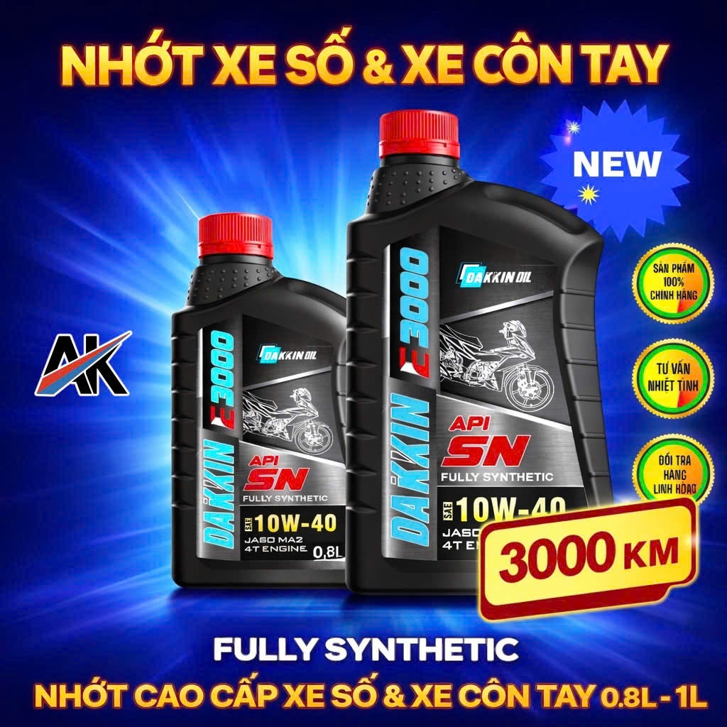DẦU NHỚT DAKKIN E3000 10W40 API SN – 0.8L; 1L