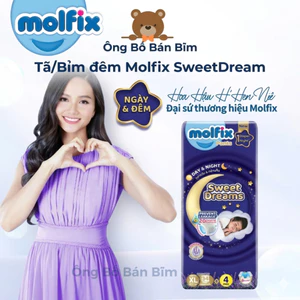 Tã/bỉm quần ban đêm Molfix Sweet Dream Jumbo chống tràn siêu hiệu quả cho bẻ đủ size M50/L44/XL38/2XL34