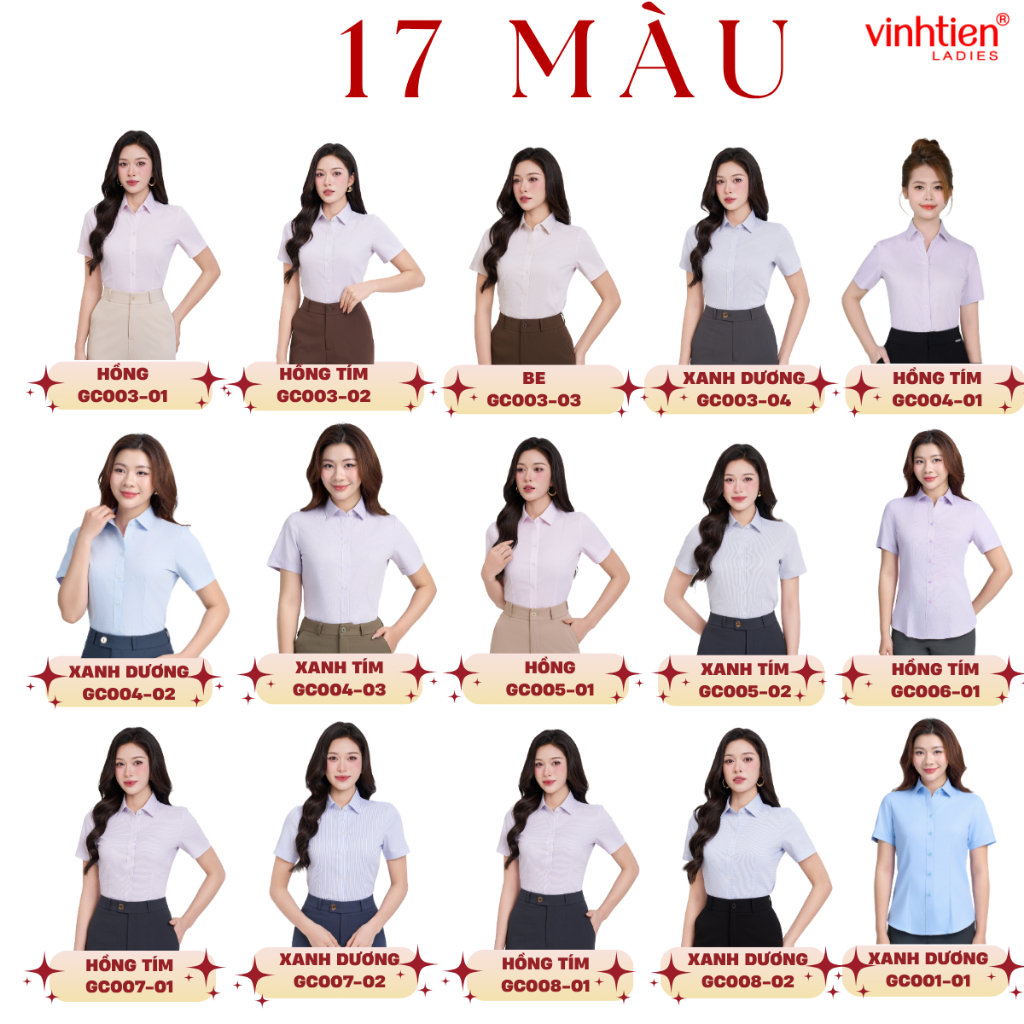 Áo Sơ Mi Ngắn Tay Vĩnh Tiến Ladies Chất Liệu Bamboo Mềm Mại, Mặc Thoáng Mát, Họa Tiết Kẻ  - GTB 469