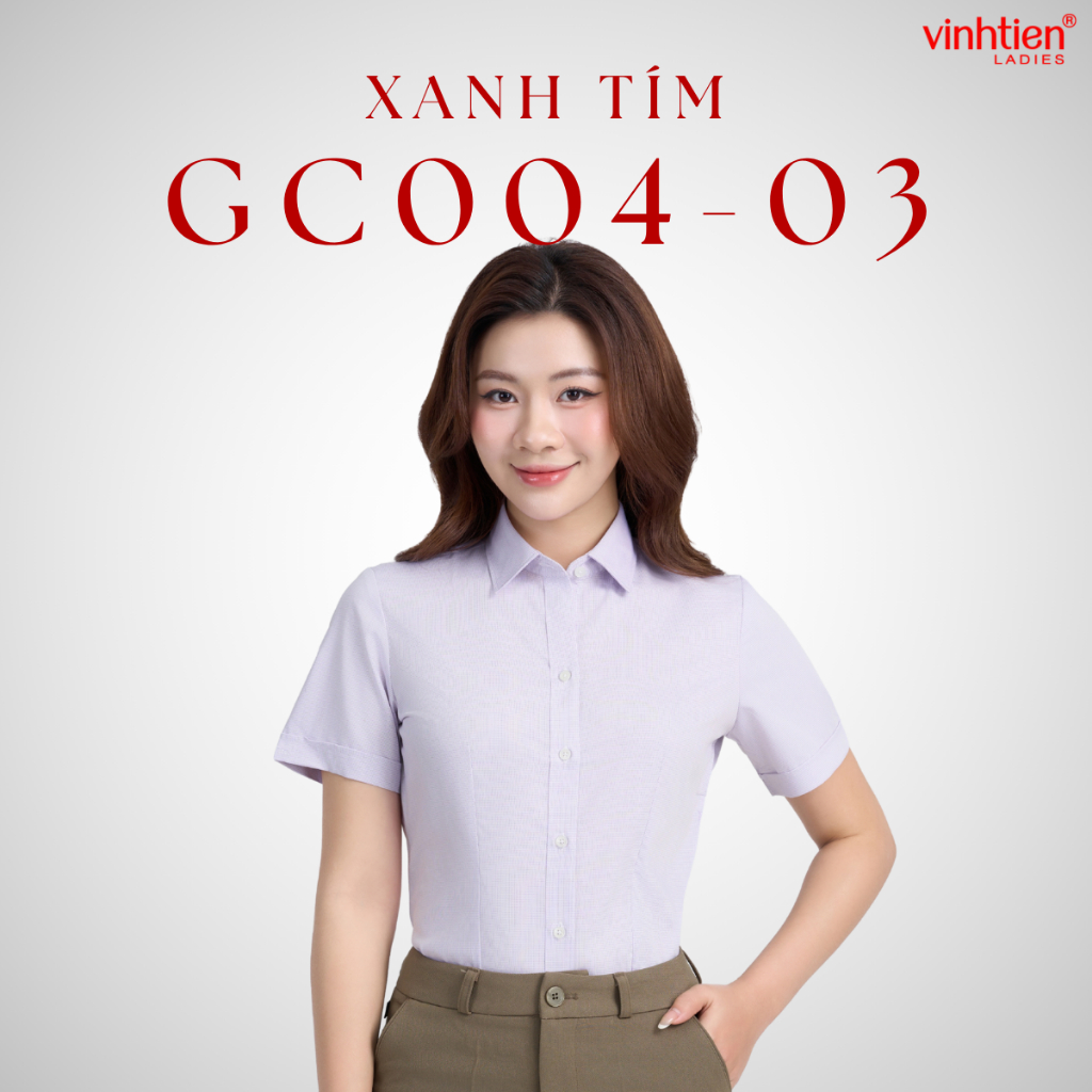 Áo Sơ Mi Ngắn Tay Vĩnh Tiến Ladies Chất Liệu Bamboo Mềm Mại, Mặc Thoáng Mát, Họa Tiết Kẻ  - GTB 469