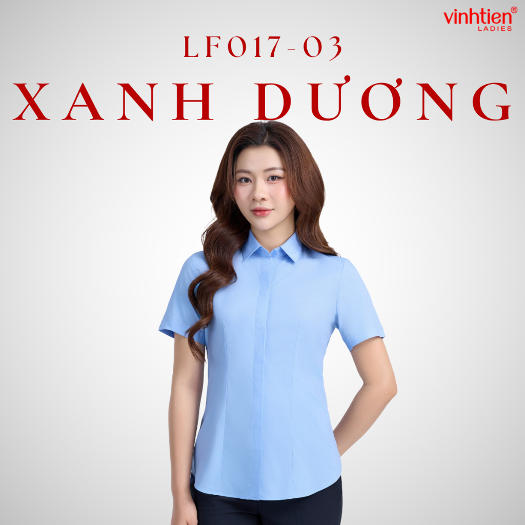 Áo Sơ Mi Nữ Ngắn Tay Vĩnh Tiến Ladies Nẹp Dấu Cúc Trơn, Chất Liệu Bamboo - GTB 509