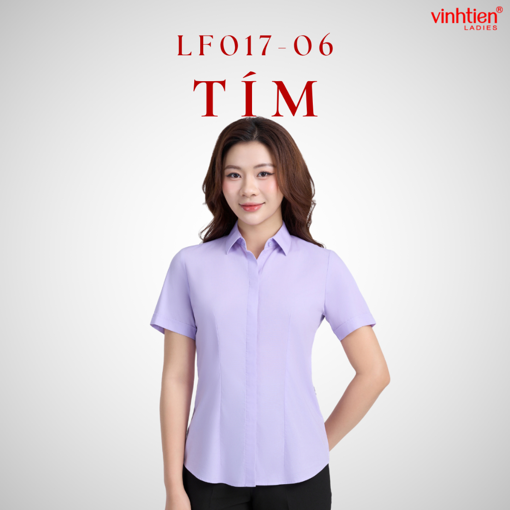 Áo Sơ Mi Nữ Ngắn Tay Vĩnh Tiến Ladies Nẹp Dấu Cúc Trơn, Chất Liệu Bamboo - GTB 509