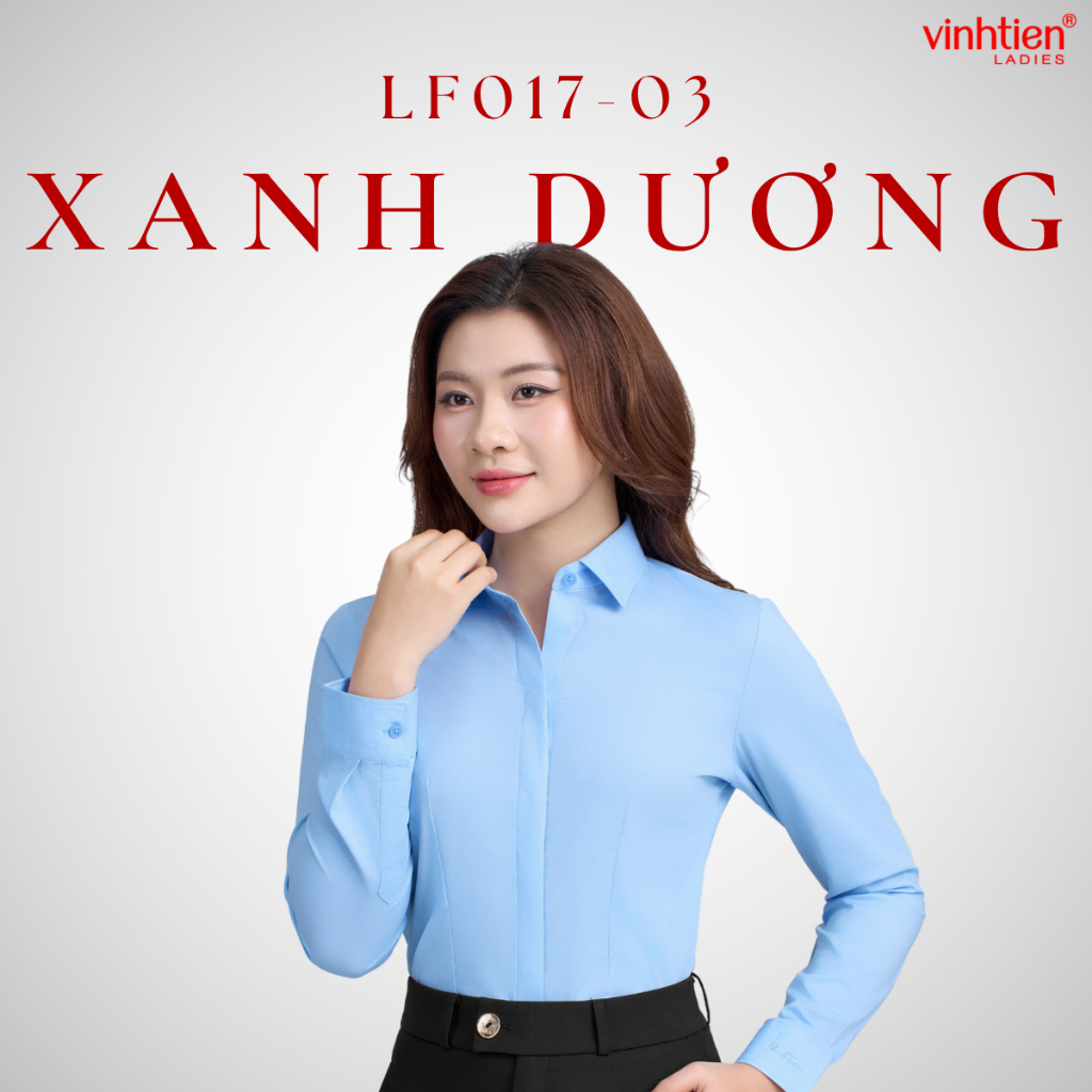Áo Sơ Mi Dài Tay Vĩnh Tiến Ladies Nẹp Dấu Cúc Trơn, Chất Liệu Bamboo,Chiết li eo tôn dáng – GTB 605