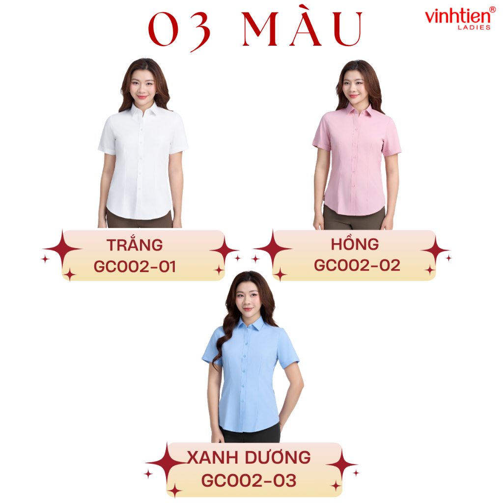 Áo Sơ Mi Nữ Ngắn Tay Vĩnh Tiến Ladies, Chất Liệu Bamboo,Vải Trơn – GTB 495
