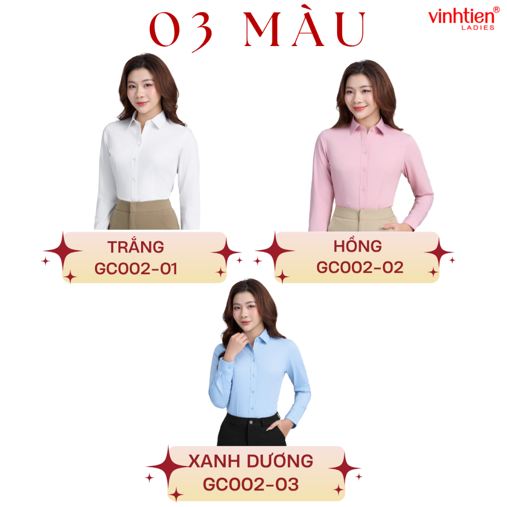 Áo Sơ Mi Dài Tay Vĩnh Tiến Ladies, Chất Liệu Bamboo,Chiết li eo tôn dáng – GTB 585
