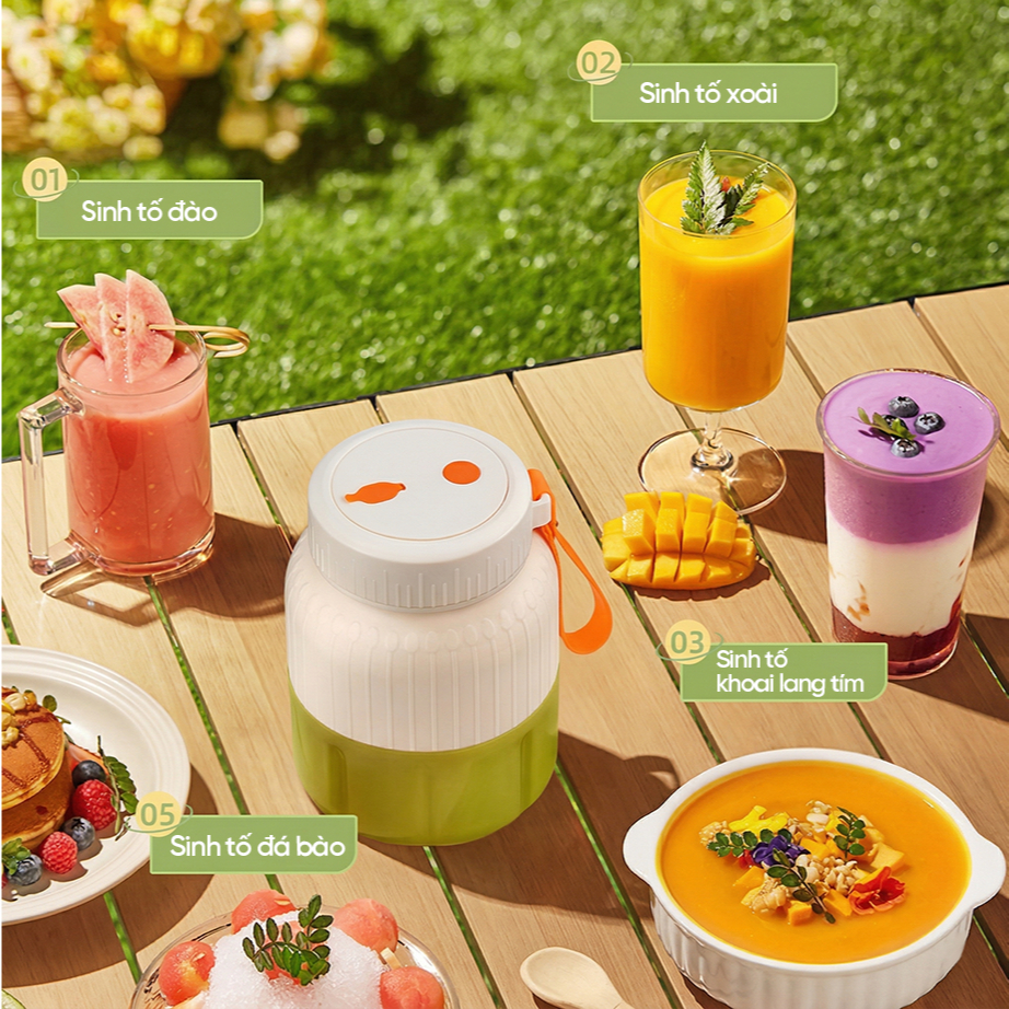 Máy xay cầm tay Mini 500ml LUHAN LIFE, Máy xay sinh tố cầm tay sạc tích điện, đa năng