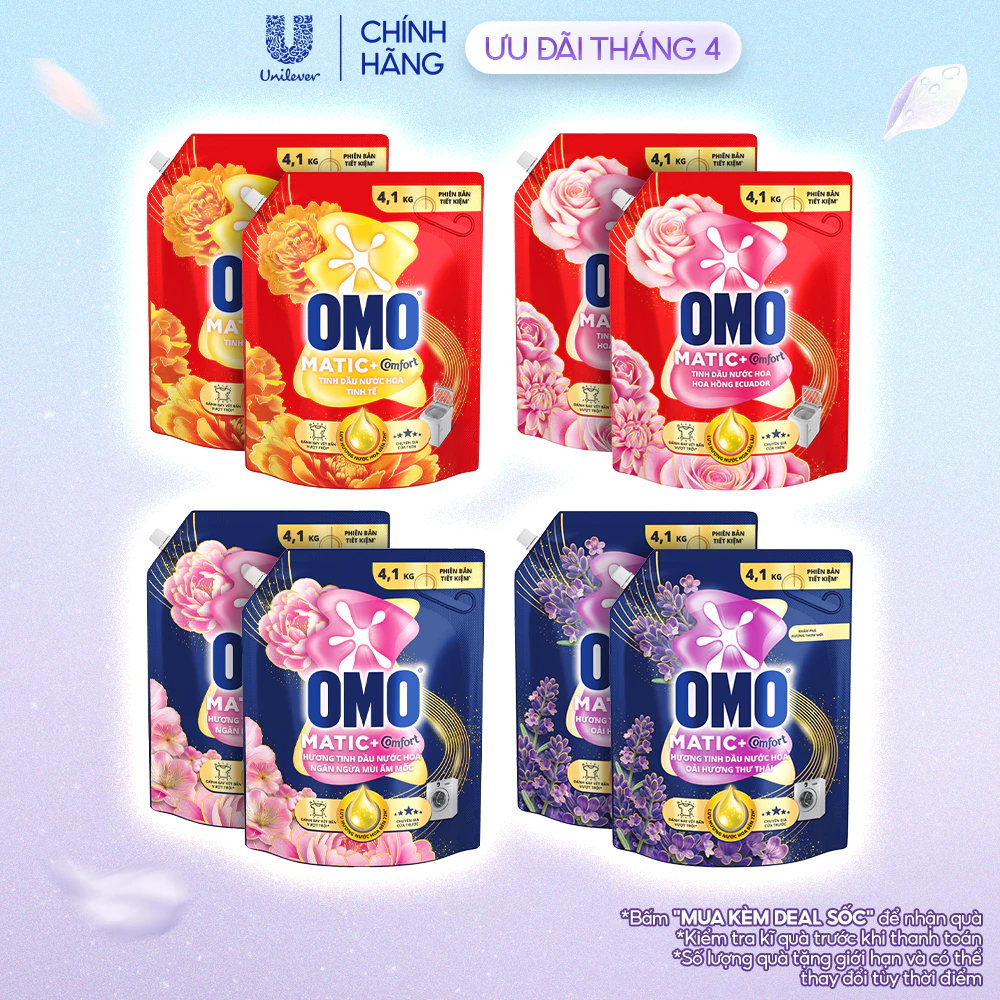Combo 2 Nước giặt OMO Matic Hương Nước Hoa Comfort 4.1KG (túi)