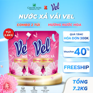 Combo 2 Nước Xả Vải Vel 3.6kg Thơm Lâu Dịu Nhẹ Giữ Hương Bền Quần Áo Mềm Mịn
