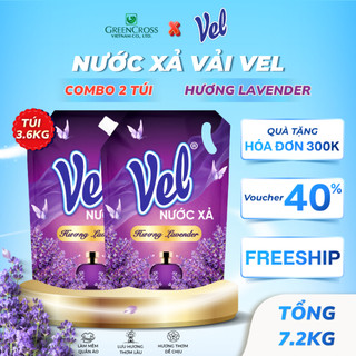 Combo 2 Nước Xả Vải Vel 3.6kg Thơm Lâu Dịu Nhẹ Giữ Hương Bền Quần Áo Mềm Mịn