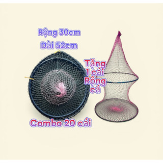 Combo 20c lờ cá 30x52 (3 đầu nối) tặng 1c rộng cá - không kèm cây chống
