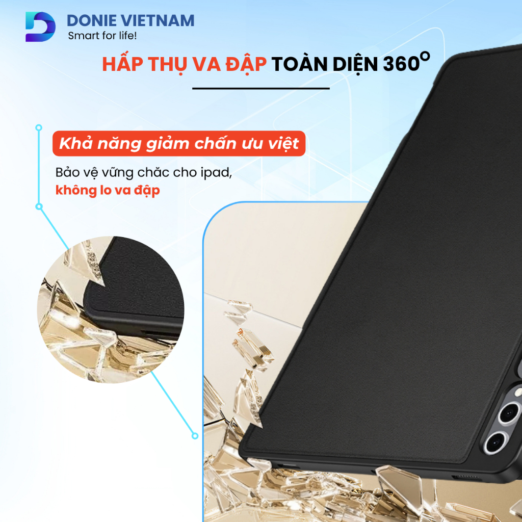 Bao Da Chân Đế Origami Công Thái Học, Chống Va Đập Cho iPad A16 Gen 10/11 Air 4/5 Pro 11 | Donie P16