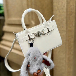 Túi xách da lộn mini nhỏ gọn cầm tay đeo chéo tặng kèm charm thỏ lông dễ thương MIE BAG