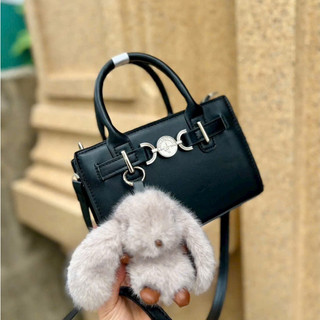 Túi xách da lộn mini nhỏ gọn cầm tay đeo chéo tặng kèm charm thỏ lông dễ thương MIE BAG