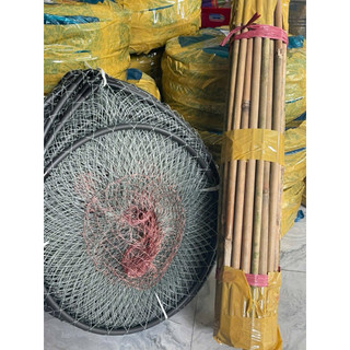 Combo 10c lờ cá vành nhựa 30*52 (3 đầu nối) - kèm 30 cây chống