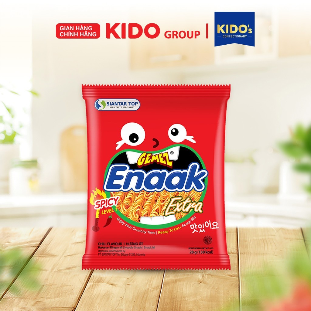 Tùy Chọn Vị - Hộp 24 gói Snack Mì Enaak Hương Gà Vàng 30g hoặc Set 20 gói Snack Enaak Hương Ớt Cấp Độ 1 28g