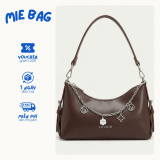 Túi xách nữ đeo vai đeo chéo phối xích họa tiết bông hoa da PU bóng đẹp MIE BAG