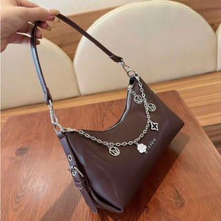 Túi xách nữ đeo vai đeo chéo phối xích họa tiết bông hoa da PU bóng đẹp MIE BAG