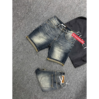 Quần Short Jean Nam Thêu Họa Tiết Cá Tính - Jean Wash Xanh 3 màu Mới Lạ phom dáng chuẩn siêu cấp trẻ trung