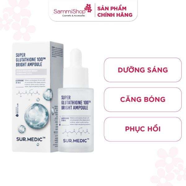 super glutathione 100 bright ampoule Sur.Medic+ Huyết thanh truyền trắng 100tm 32ml Each pack comes with Peptides & Benzodiazepine Withdrawal Global Health Size:15 Tablets