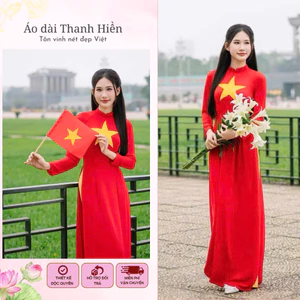 Áo dài truyền thống cờ đỏ sao vàng Việt Nam, áo dài nữ ngày lễ 30/4 - 1/5 - Áo dài Thanh Hiền